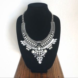 Large Crystal Encrusted Statement Necklace